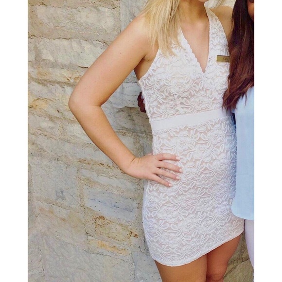 White Lace Bodycon Dress - Picture 1 of 5